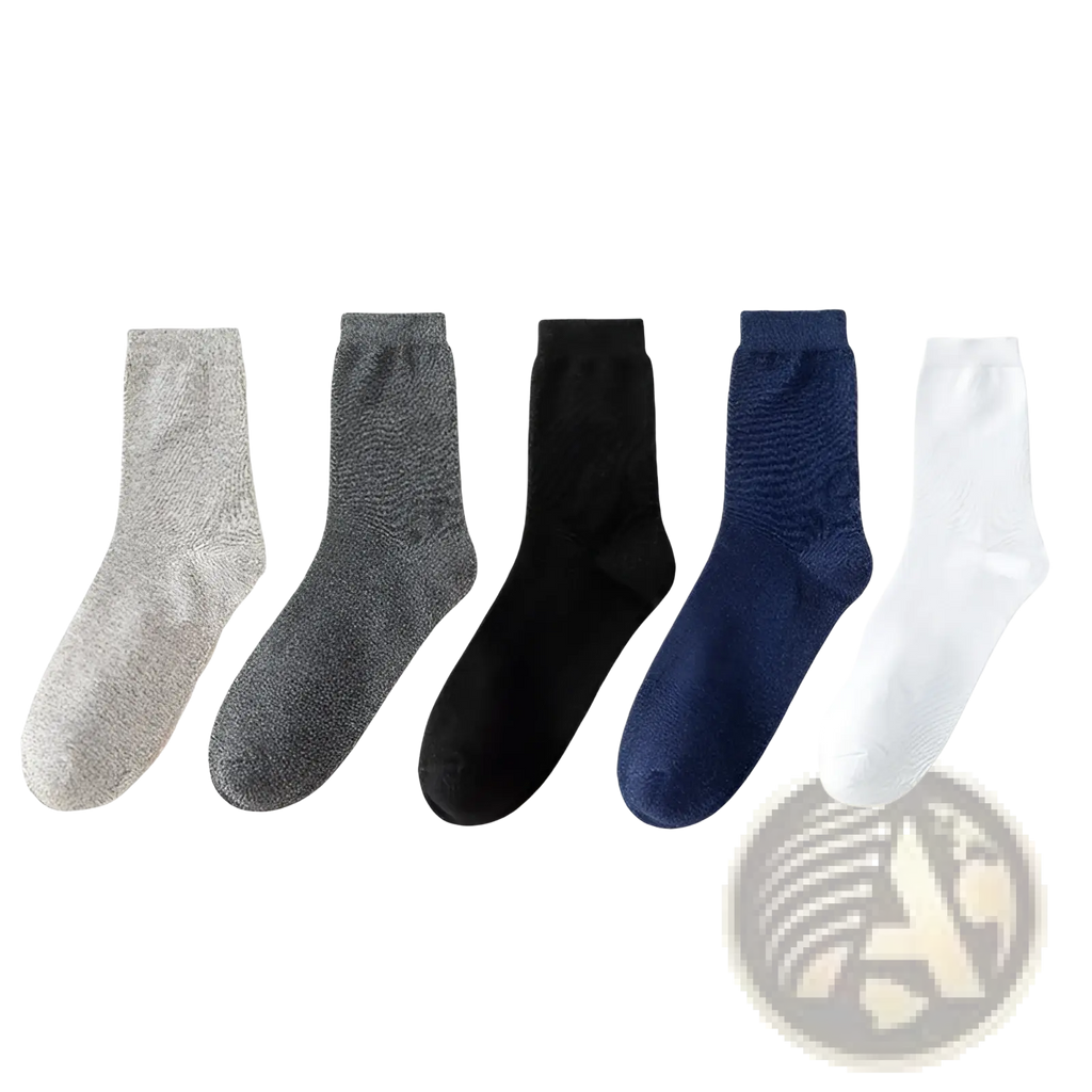Mens cotton casual crew socks breathable solid color with textured ankle design in heather gray dark gray black navy and white