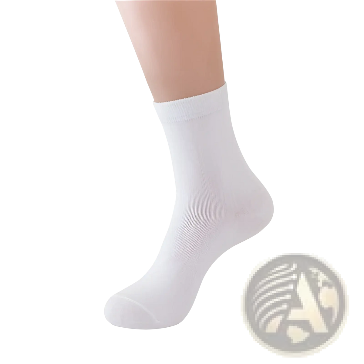 White cotton casual crew ankle sock with ribbed cuff breathable solid color for mens everyday use