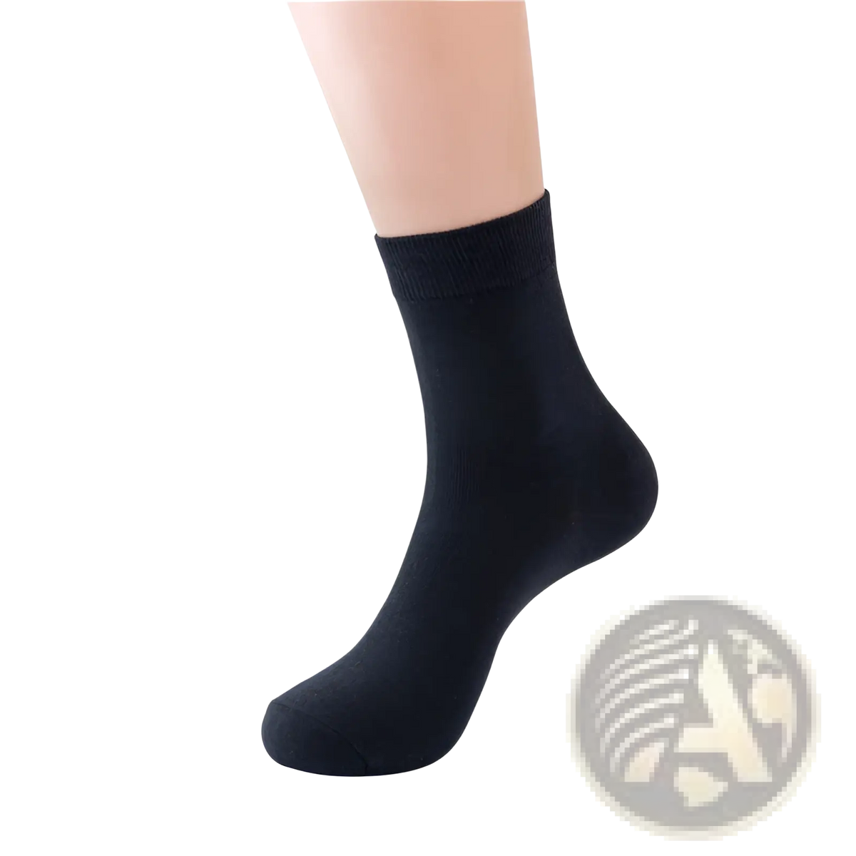 Black cotton ankle sock with ribbed cuff breathable solid color mens casual crew sock for everyday wear