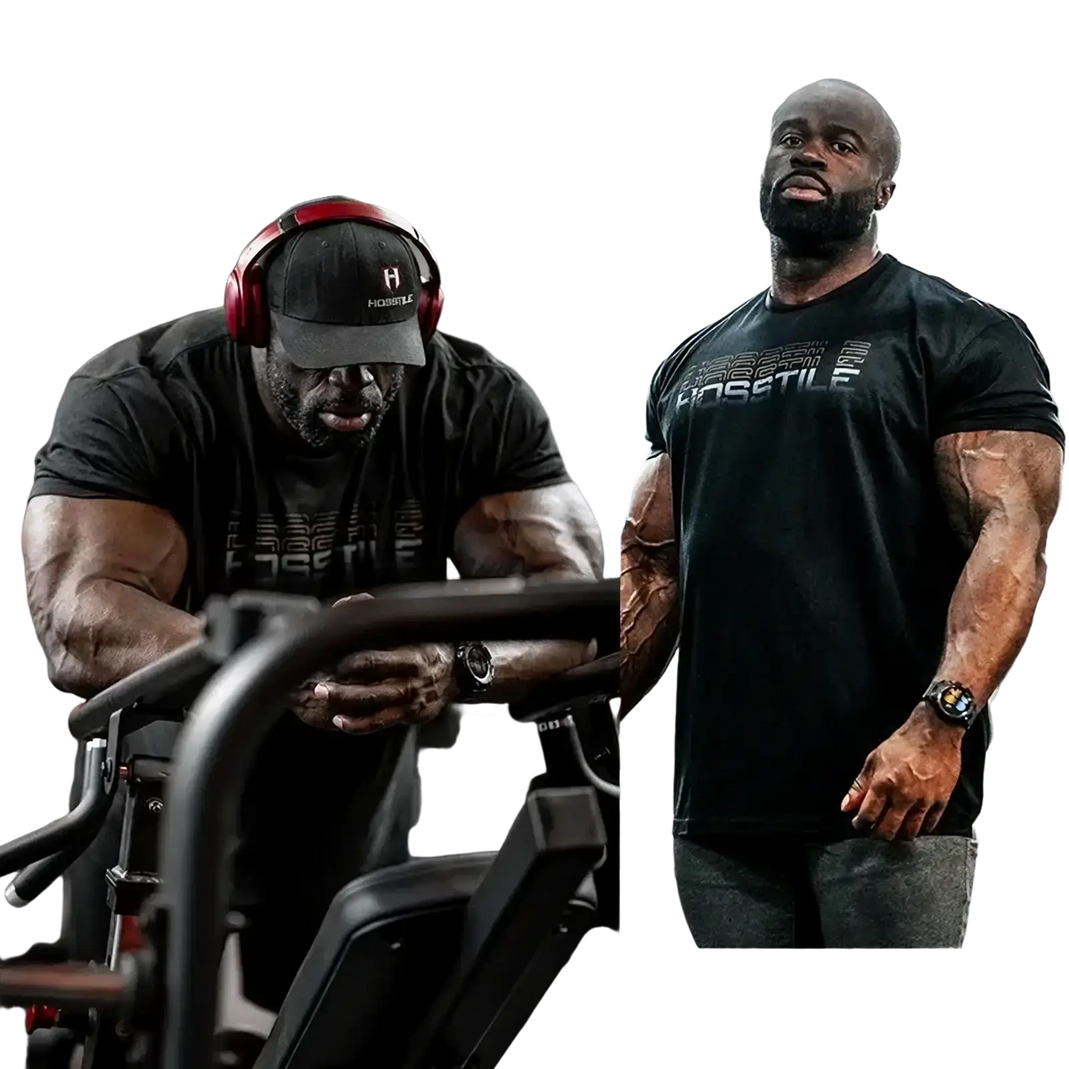 Black hossile mens cotton fitness t-shirt with a subtle silver logo ideal for activewear and casual use