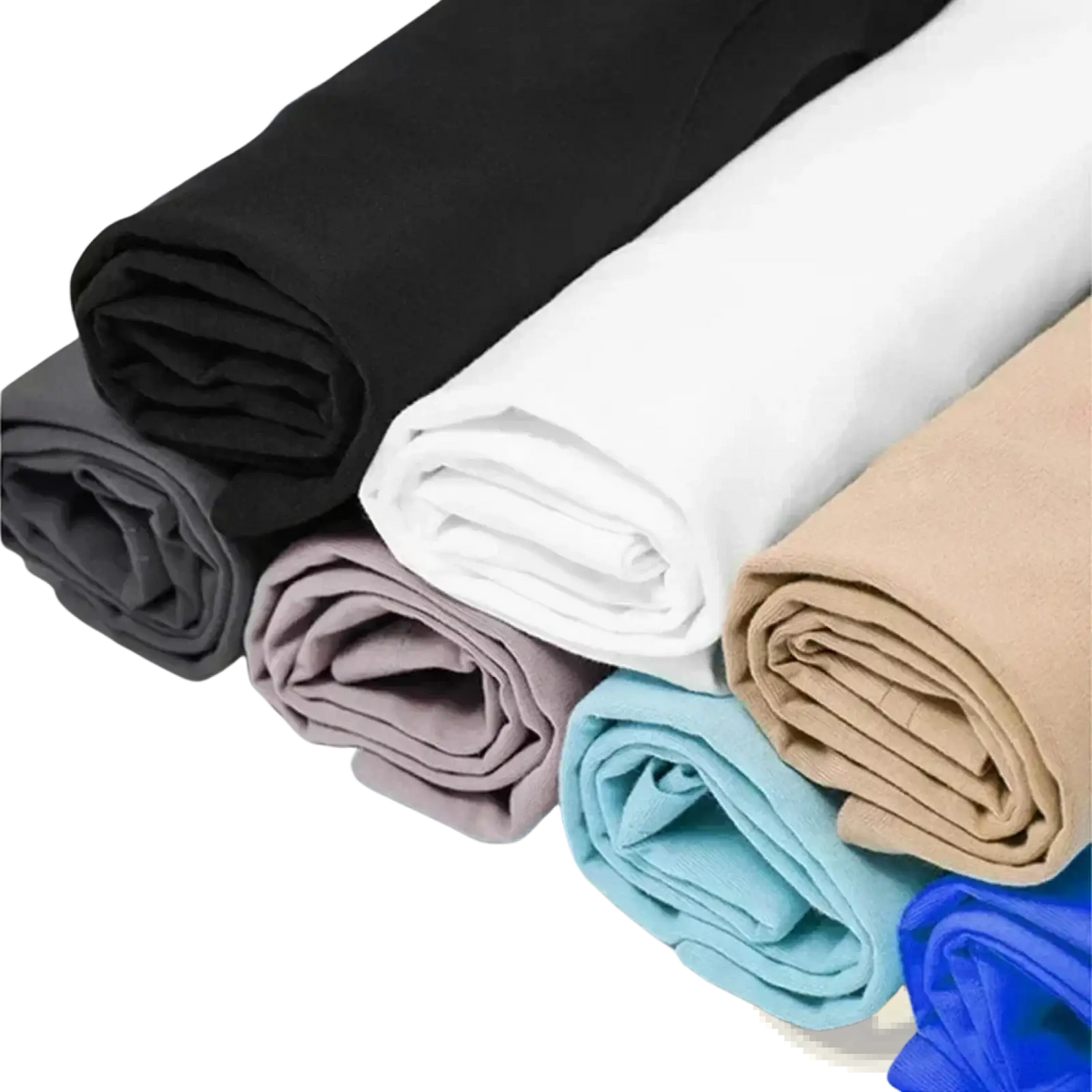 A collection of mens cotton graphic tee casual short sleeve shirts paired with smooth rolled leggings in various solid colors