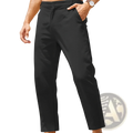 Black men’s cotton linen casual pants with high stretch tapered trousers featuring a sleek modern cut and subtle creases