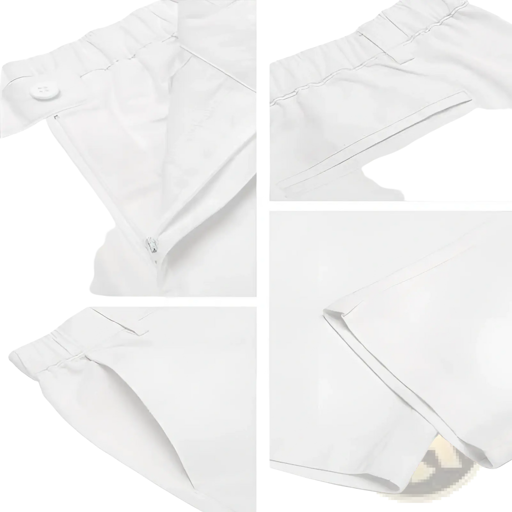 White cotton linen casual shorts with elastic waistband and front zipper closure for men high stretch comfort