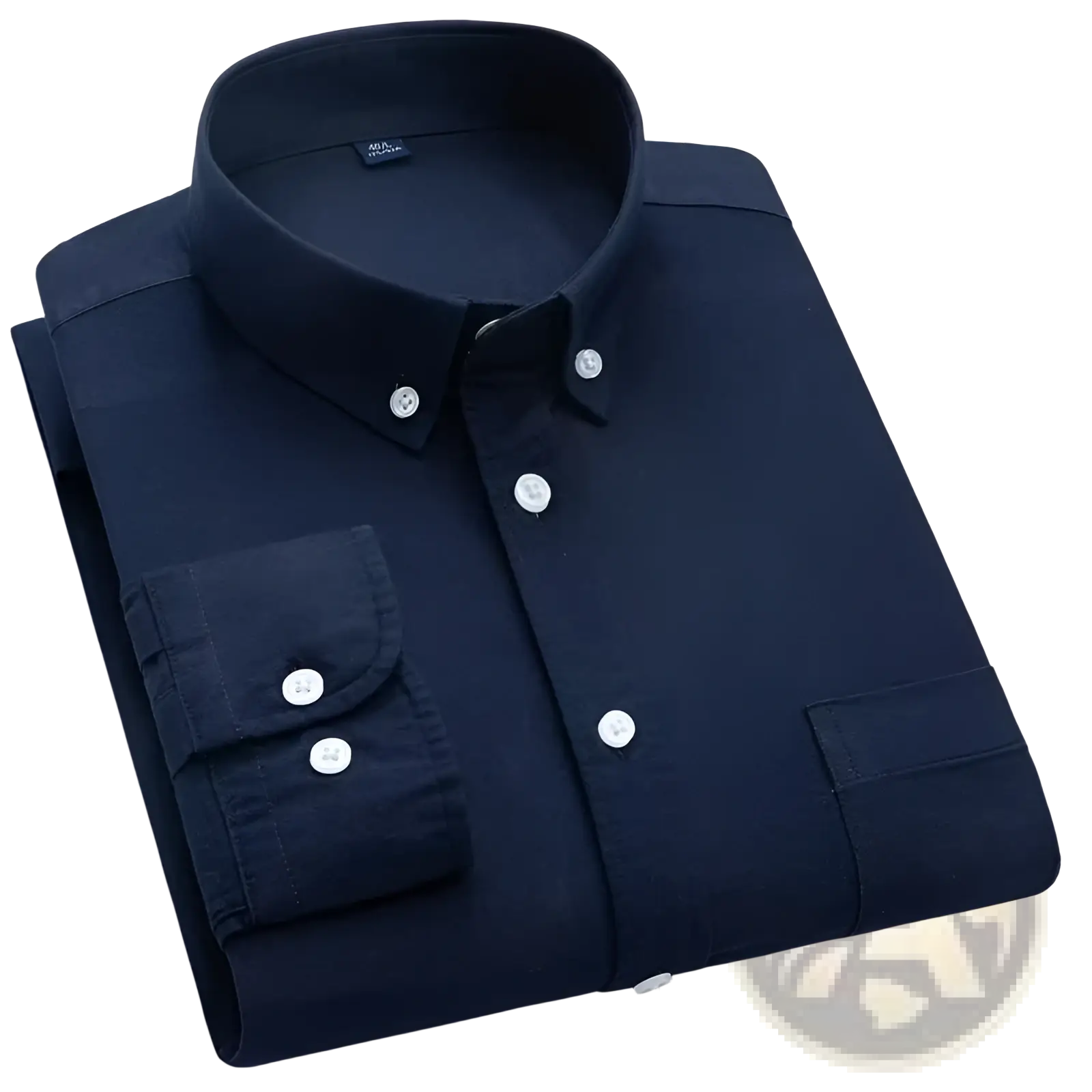 Men’s cotton oxford slim fit shirt in dark navy blue with white buttons and classic collar