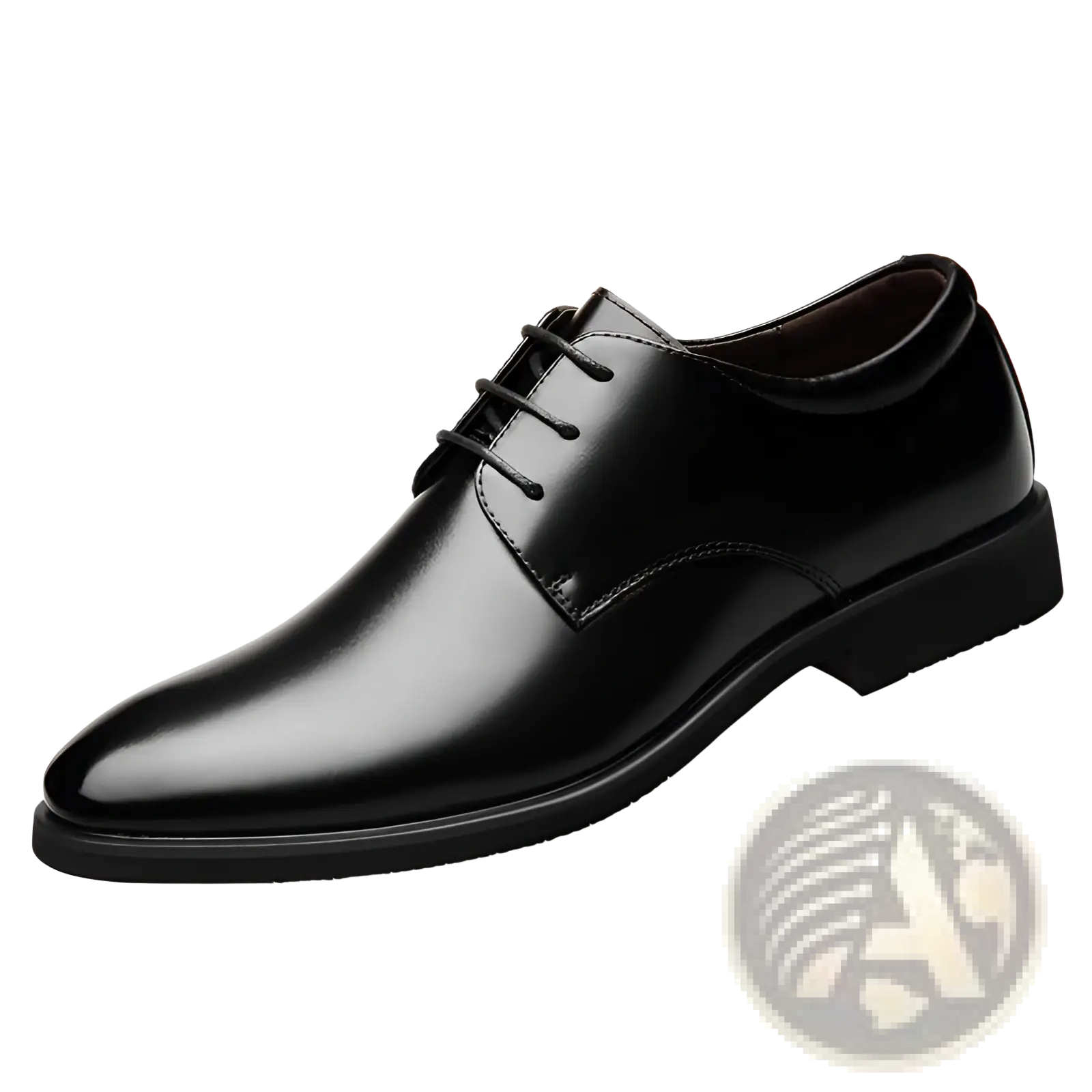 Men’s cowhide leather business oxford dress shoe in black patent leather with lace-up and polished finish