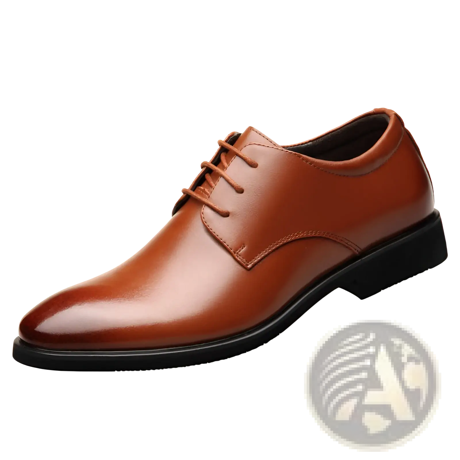 Men’s cowhide leather business oxford dress shoe in brown with lace-up design and black rubber sole