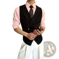 Mens double breasted suit vest slim fit black with notched lapels and two front buttons in premium fabric