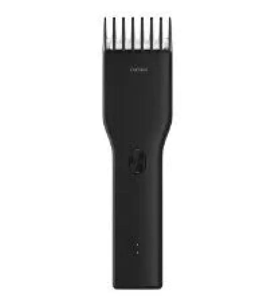 Black cordless electric hair clipper with multiple thin cutting blades and ergonomic design for professional use