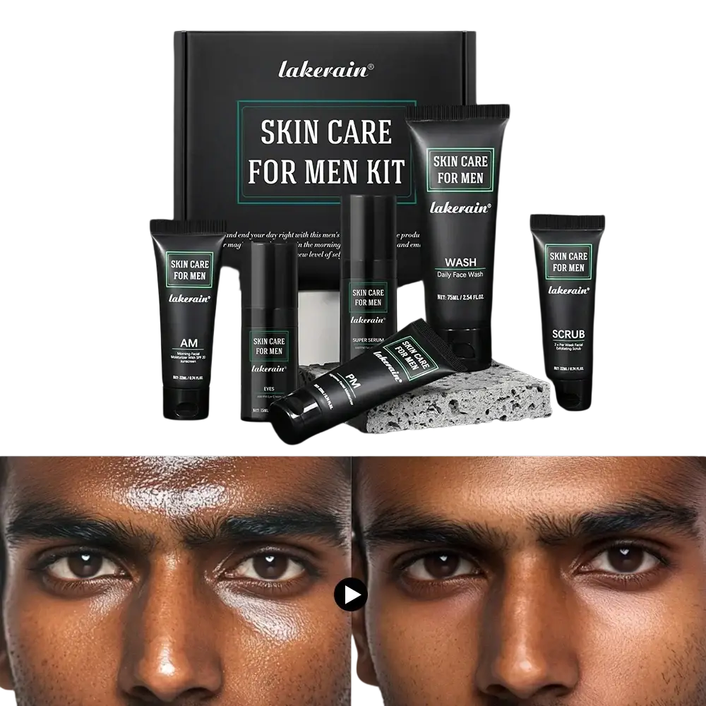 Black lakerain men’s facial moisturizer and skincare kit with matte finish tubes 22ml × 1pc and 15ml × 1pc in black box