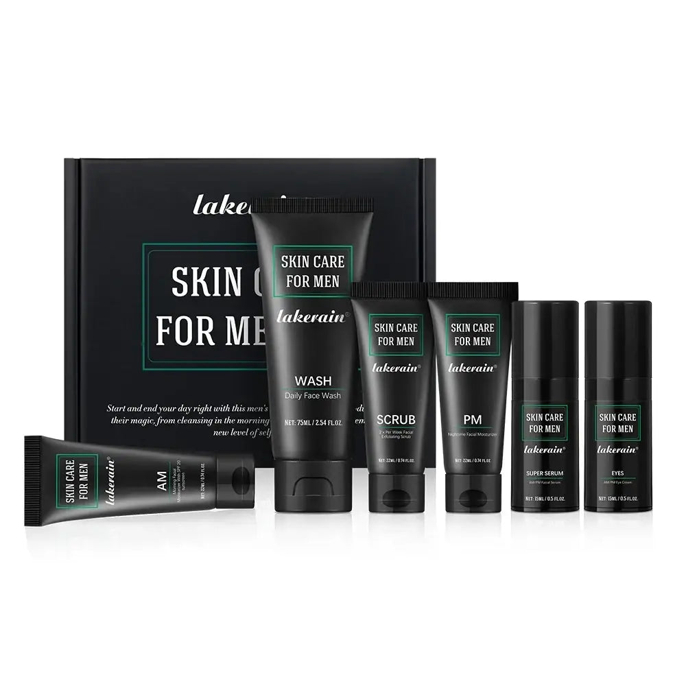 Black matte tube of lakerain daily face wash for men in 22ml × 1pc facial moisturizer skincare kit
