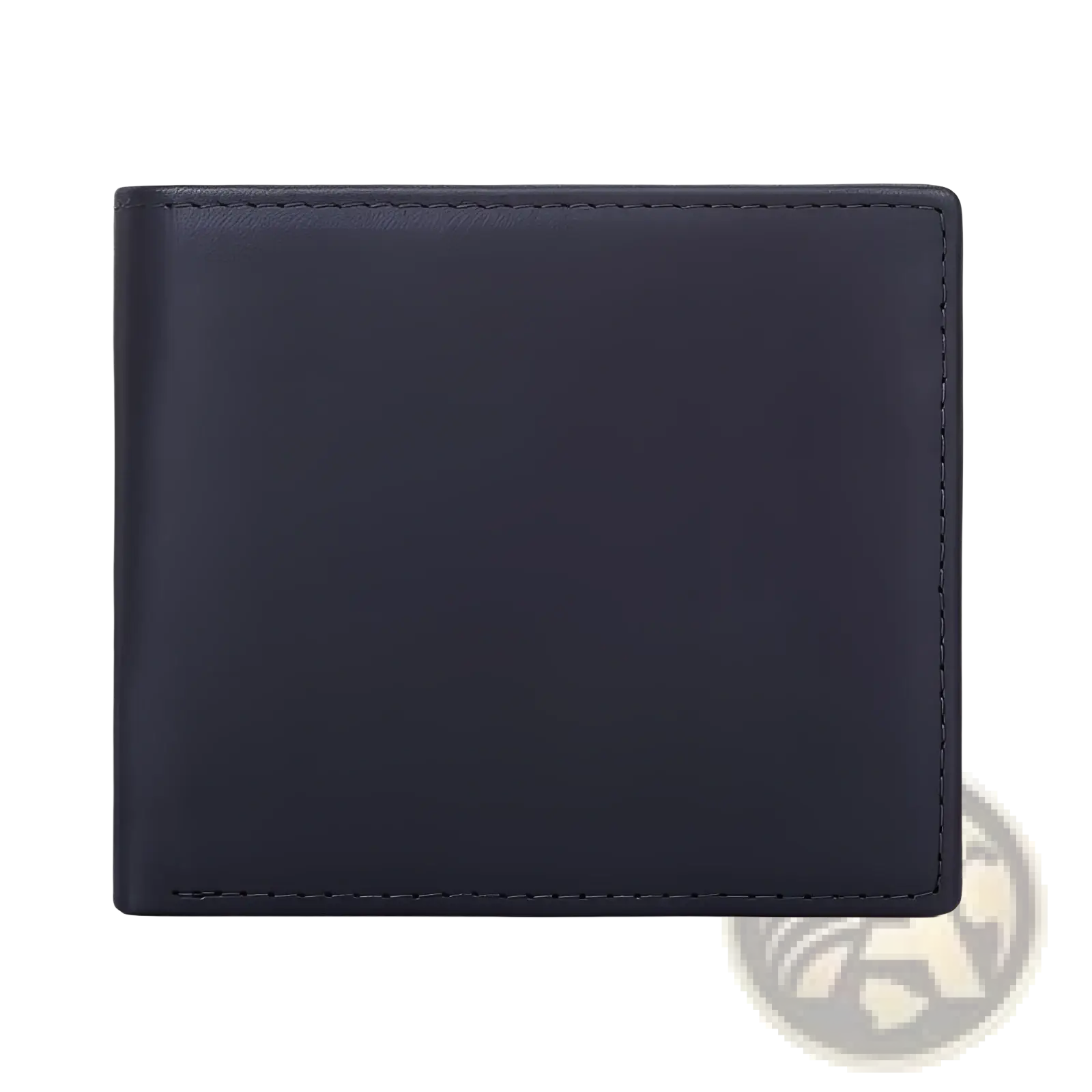 Black leather men’s bifold wallet with neat stitching made from first layer cowhide leather