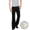 Men’s flared denim jeans bootcut casual pants in black with straight-leg tailored fit and subtle crease detail