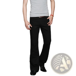 Men’s flared denim jeans bootcut casual pants in black with straight-leg tailored fit and subtle crease detail