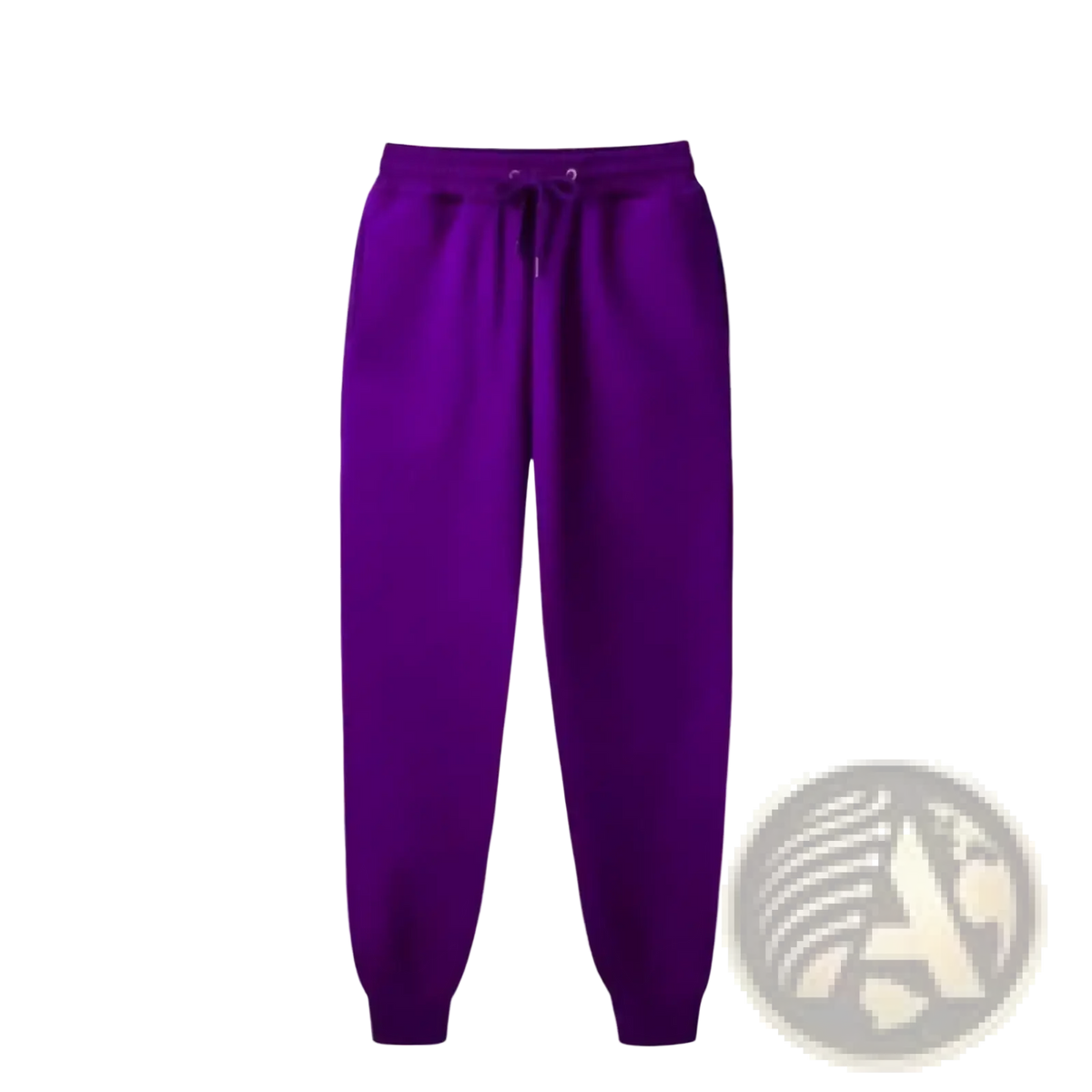 Mens fleece joggers casual winter sweatpants in purple with a drawstring waistband and elastic cuffs for comfort