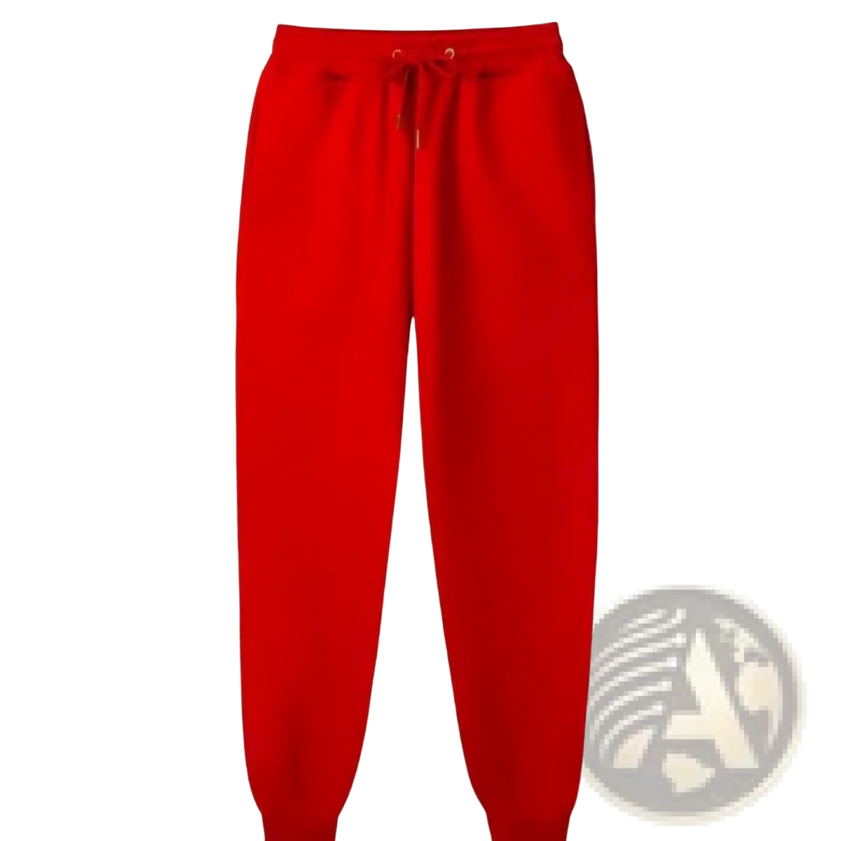 Red fleece mens joggers with a drawstring waistband and elastic cuffs for casual winter wear