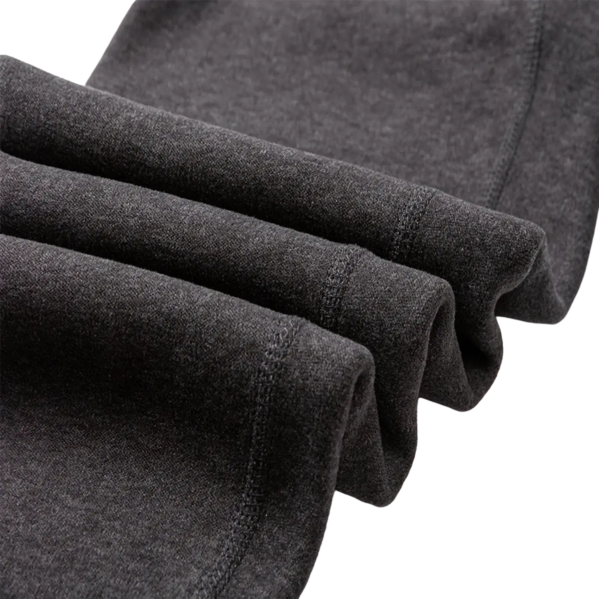 Men’s fleece thermal underwear pants in dark gray with a soft textured fabric and subtle heathered finish