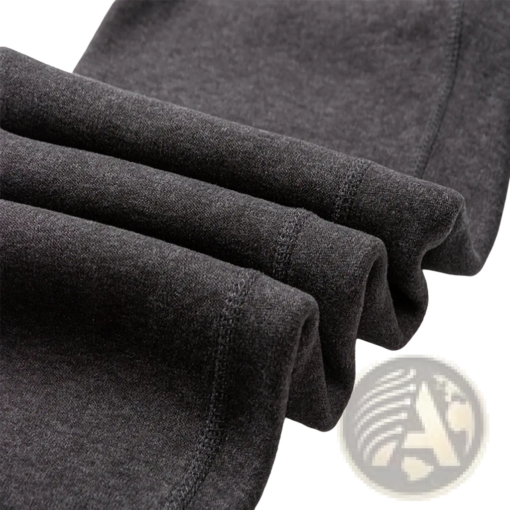 Men’s fleece thermal underwear pants in dark gray with a soft textured fabric and subtle heathered finish