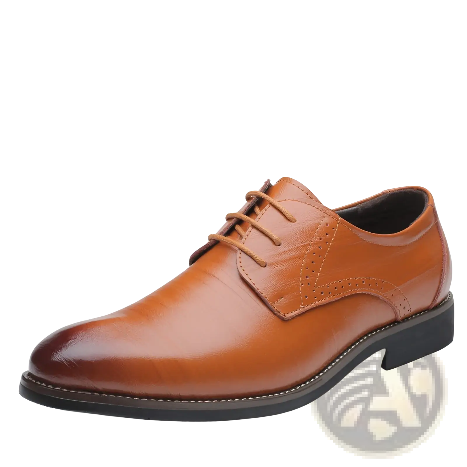 Men’s formal lace up plus size brown leather oxford shoe with polished finish and black sole for business use