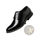 Men’s formal black leather lace-up oxford shoe with brogue detailing and polished finish for business use