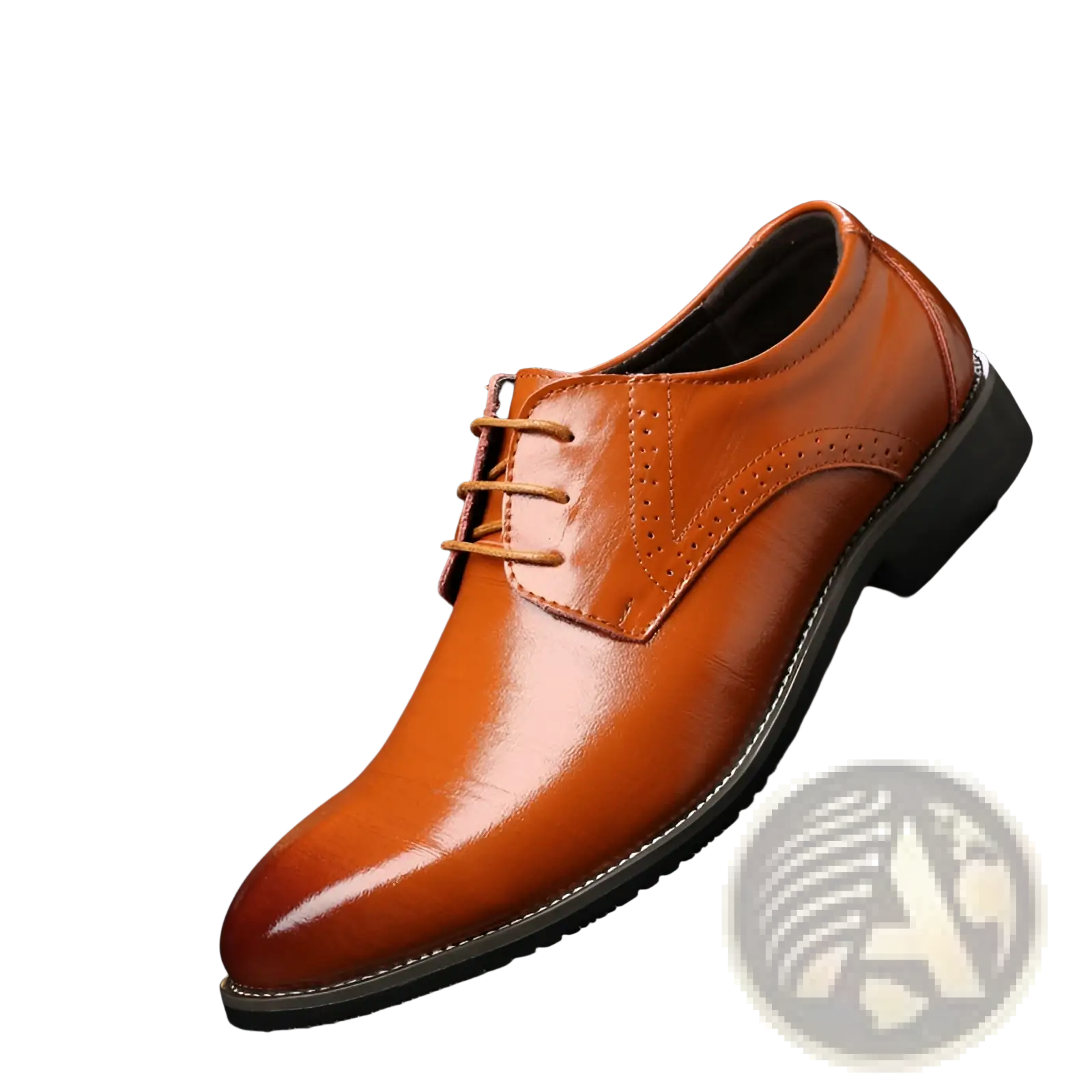 Polished brown leather men’s formal lace-up plus size dress shoe with classic oxford design and matching laces
