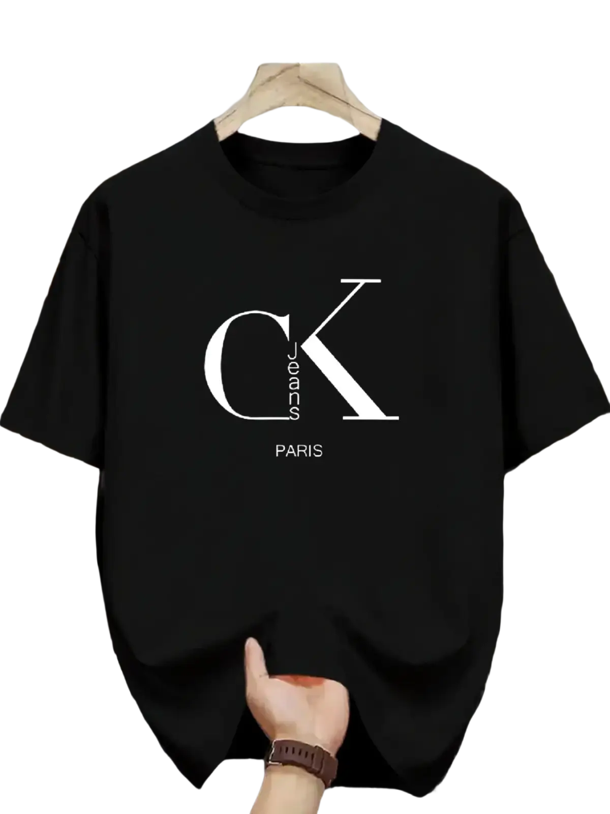 Mens black calvin klein paris t-shirt with white ck logo and paris text casual streetwear tee