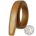 Mens genuine leather belt strap 3.1cm in tan with precise stitching and textured surface for durable use
