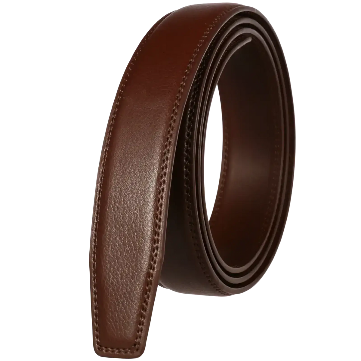 Mens genuine leather belt strap 3.1cm in rich brown with smooth textured surface and precise stitching