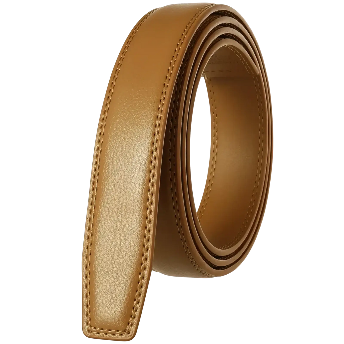 Mens genuine leather belt strap 3.1cm in tan with textured surface and precise edge stitching