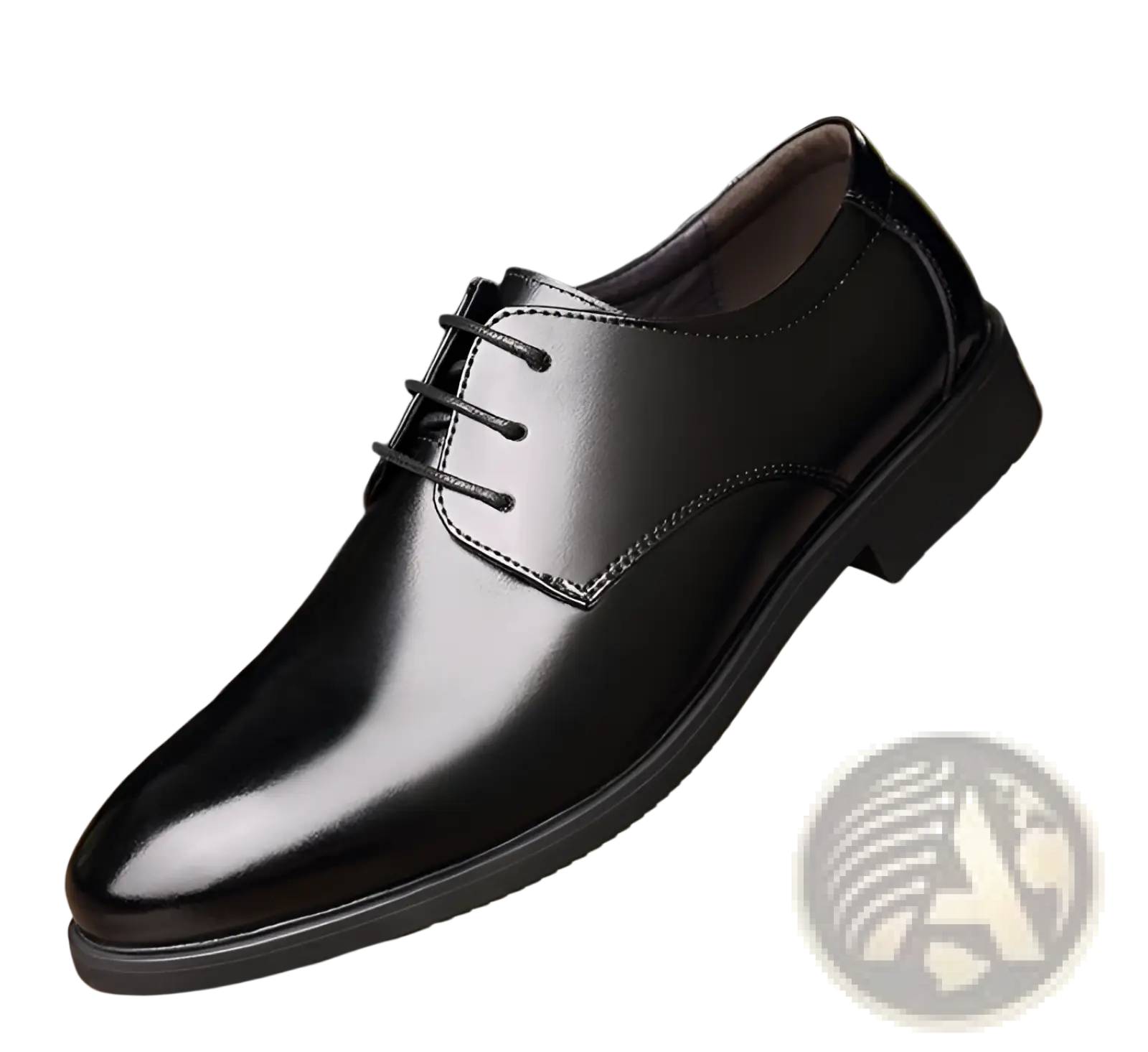 Men’s genuine leather low top business shoes in black with a polished finish and classic lace-up design