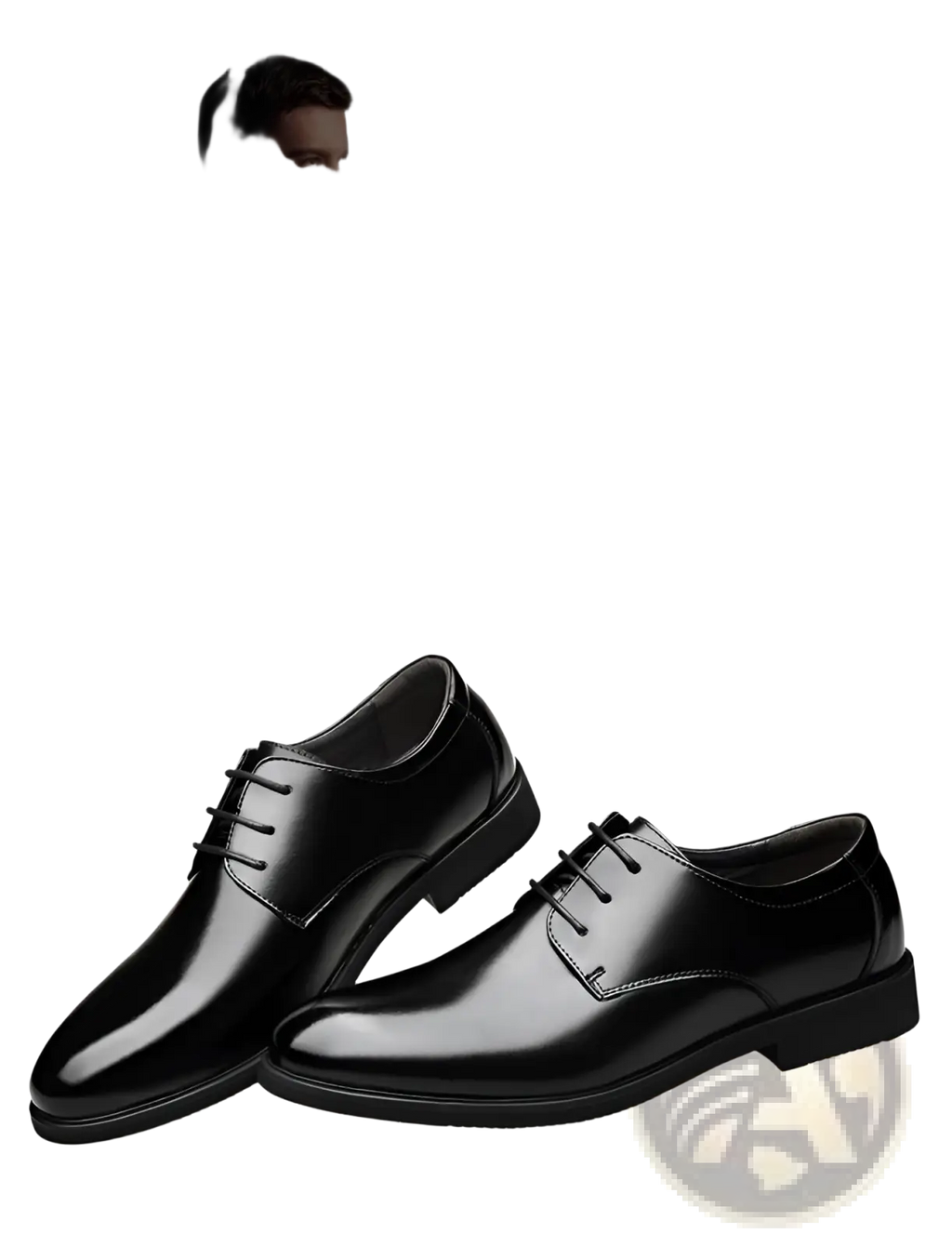 Men’s genuine leather low top business shoes in black patent leather with lace-up oxford design and polished finish