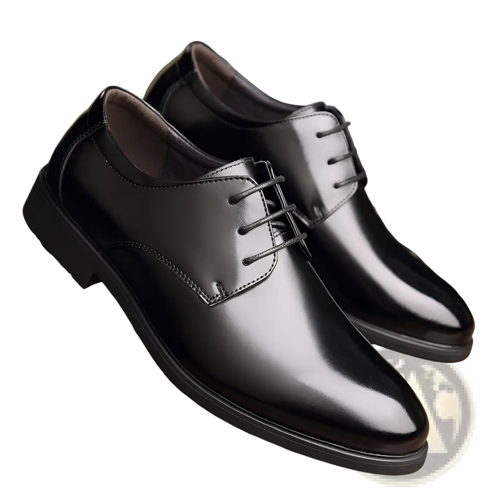 Men’s genuine leather low top business shoes in black patent leather with lace-up closure and classic oxford design