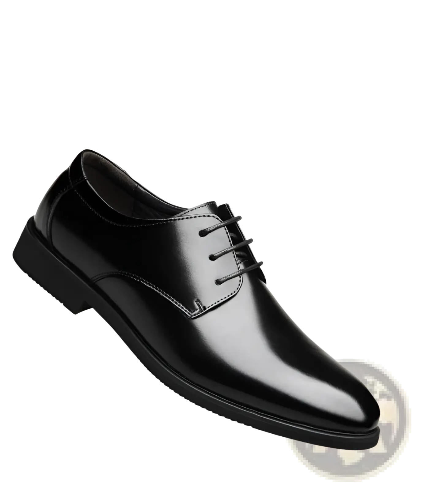 Men’s genuine leather low top business shoe in black patent leather with sleek polished finish and classic oxford design