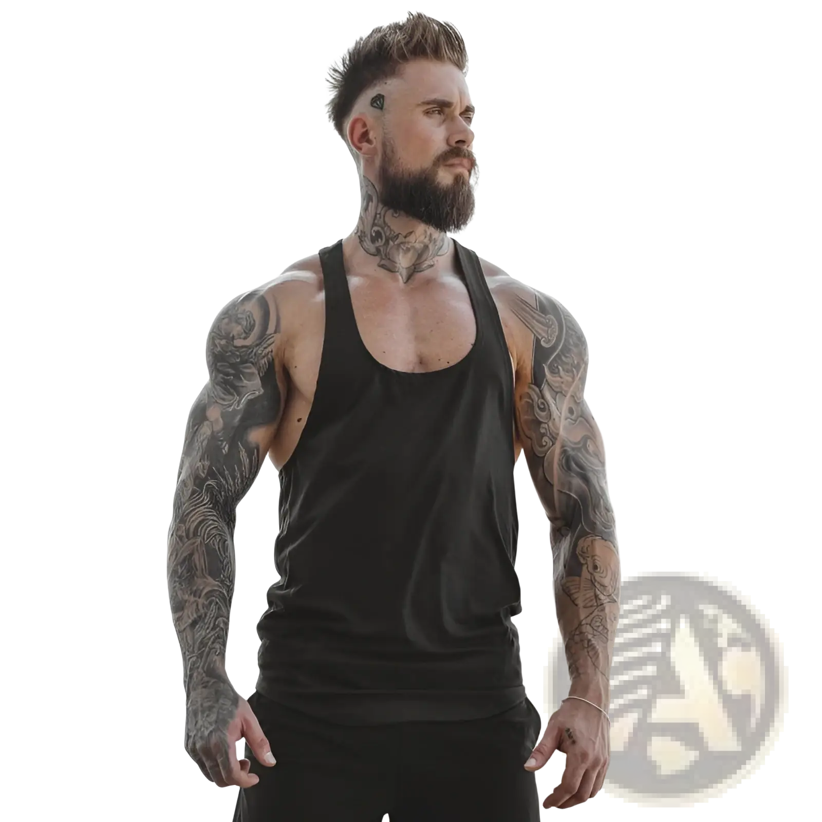 Men’s go hard racerback athletic tank top in black sleeveless fitted design for workout and casual wear
