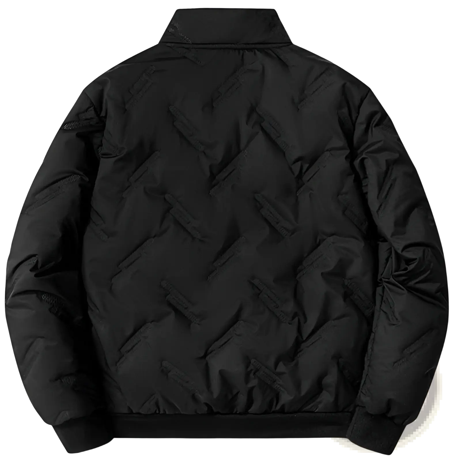 Men’s black graphene quilted puffer winter jacket with fleece lining high collar and ribbed cuffs