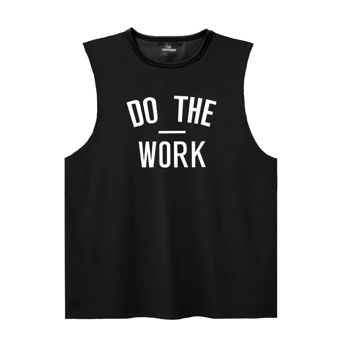 Men’s black sleeveless gym tank top with do the work print quick dry fitness vest for workouts