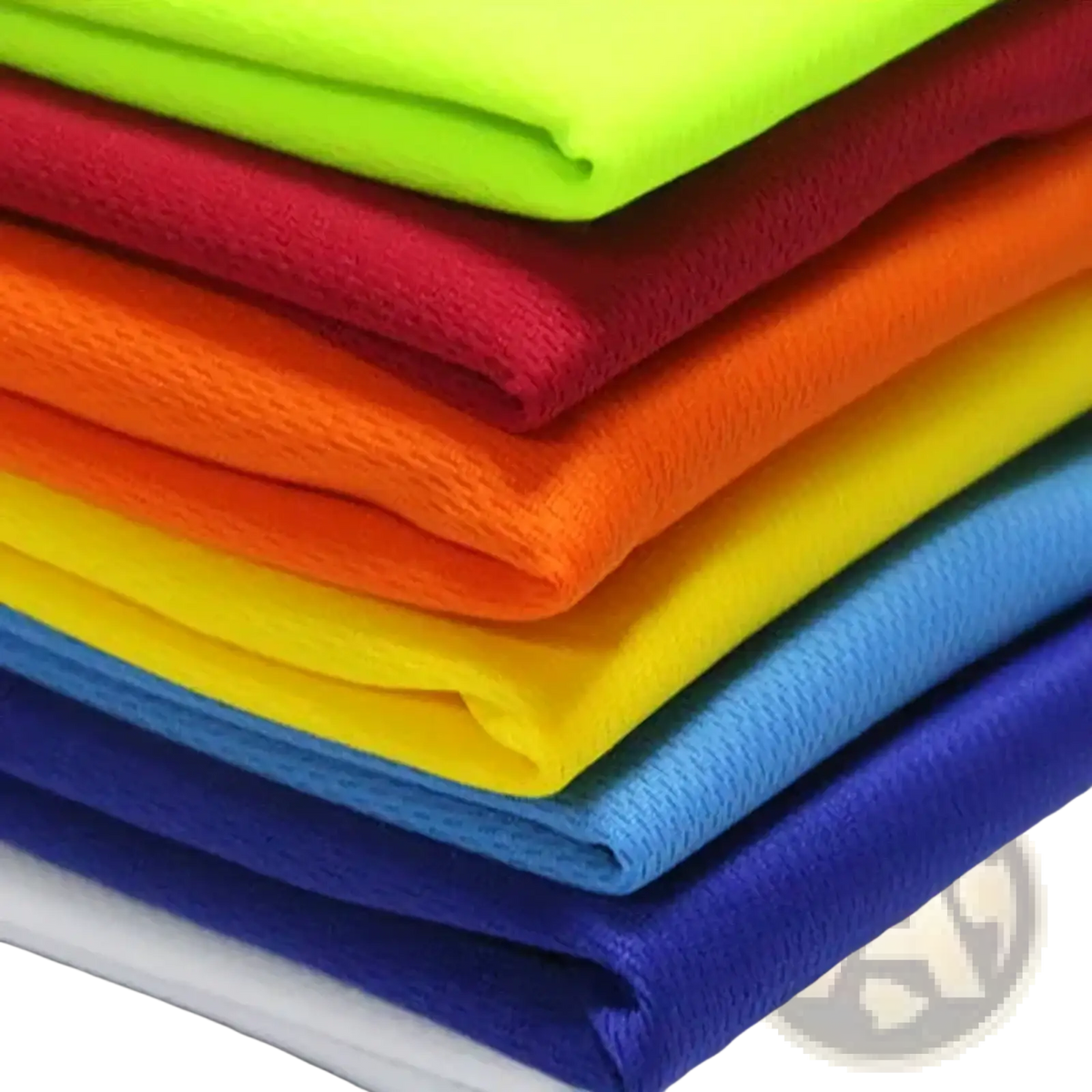 Men’s gym tank top do the work quick dry fitness vest shown with vibrant neon green red orange yellow blue and white fabrics stacked