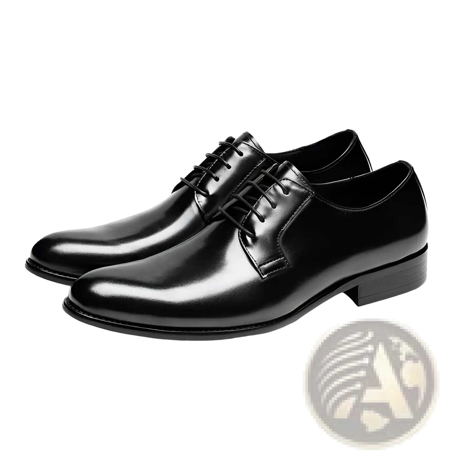 Men’s hand rubbed black leather oxford dress shoes with polished finish and classic lace-up design