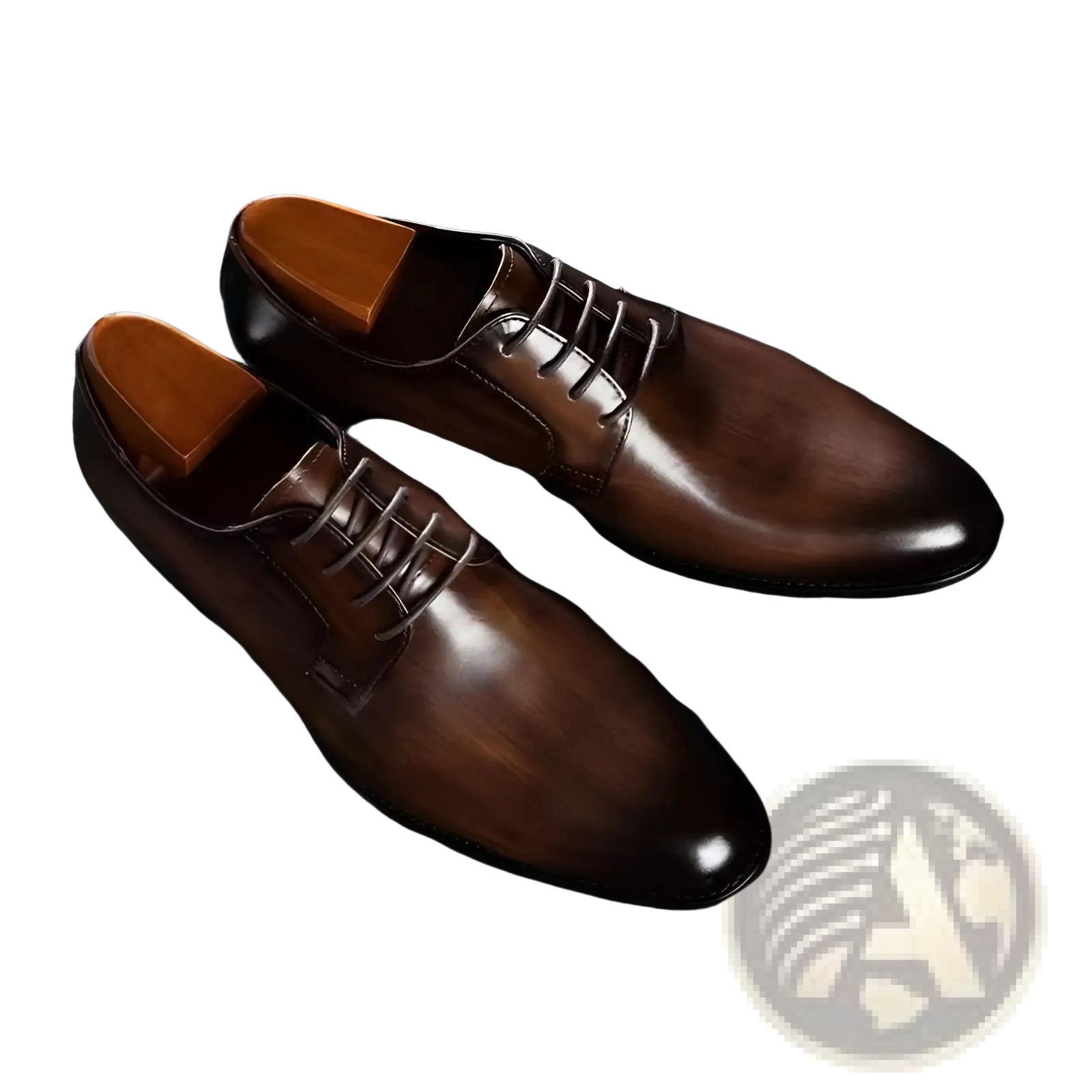 Polished brown hand rubbed leather oxford dress shoes for men with classic lace up design