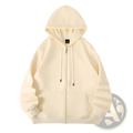 Men’s heavyweight plus size fleece zip hoodie in cream with soft smooth fabric and ribbed cuffs and hem