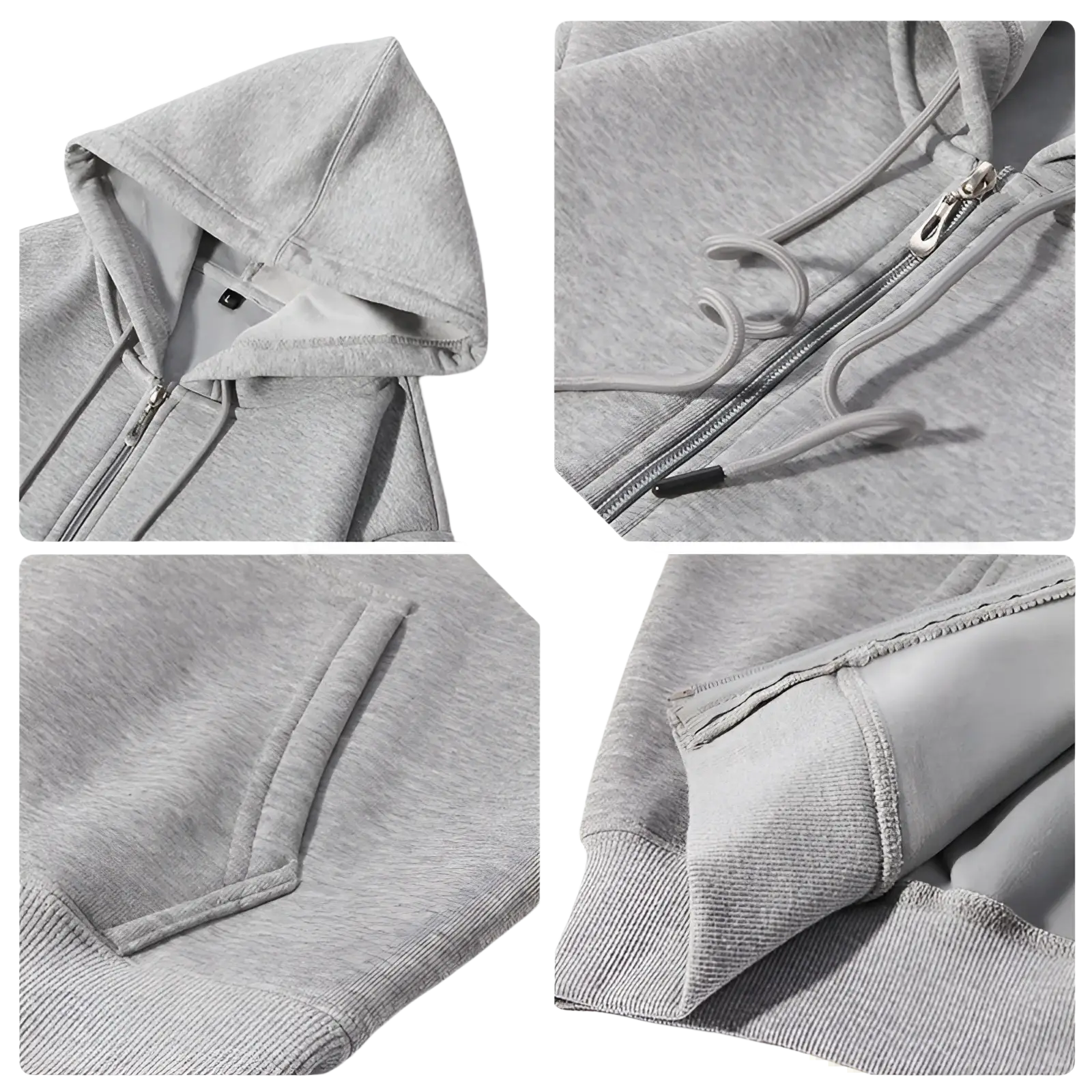 Men’s heavyweight plus size fleece zip hoodie in gray heather with soft interior lining and matching drawstrings