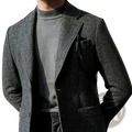 Men’s dark gray herringbone wool blazer with structured fit and notched lapels for formal wear