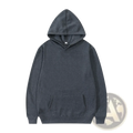 Men’s dark gray heathered cotton hooded sweatshirt with front pouch pocket and ribbed cuffs casual pullover hoodie