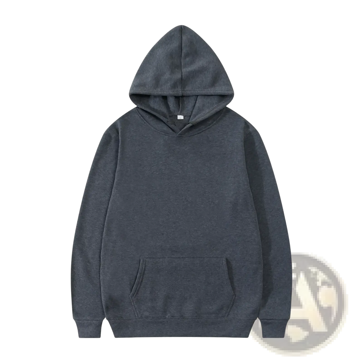 Men’s dark gray heathered cotton hooded sweatshirt with front pouch pocket and ribbed cuffs casual pullover hoodie