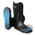 Men’s insulated steel toe waterproof black rubber vevoor boots with textured blue sole and toe cap for work use