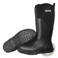 Black vevor men’s insulated waterproof rubber hunting and work boots with textured sole and reinforced stitching