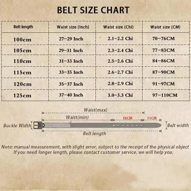 Detailed belt size chart for men’s interlocking g leather belt showing measurements in inches centimeters and chinese characters