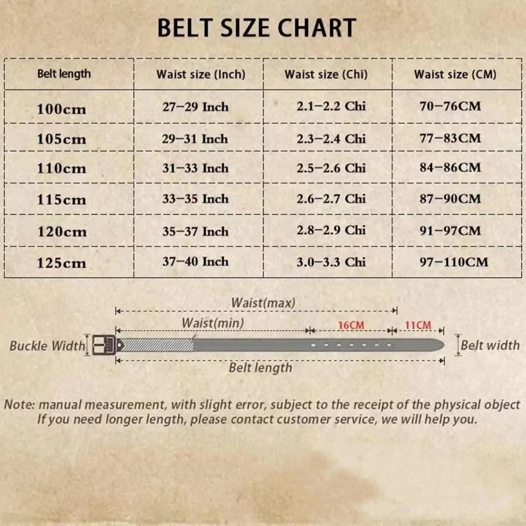 Men’s interlocking g leather belt size chart with waist measurements in inches centimeters and chinese characters