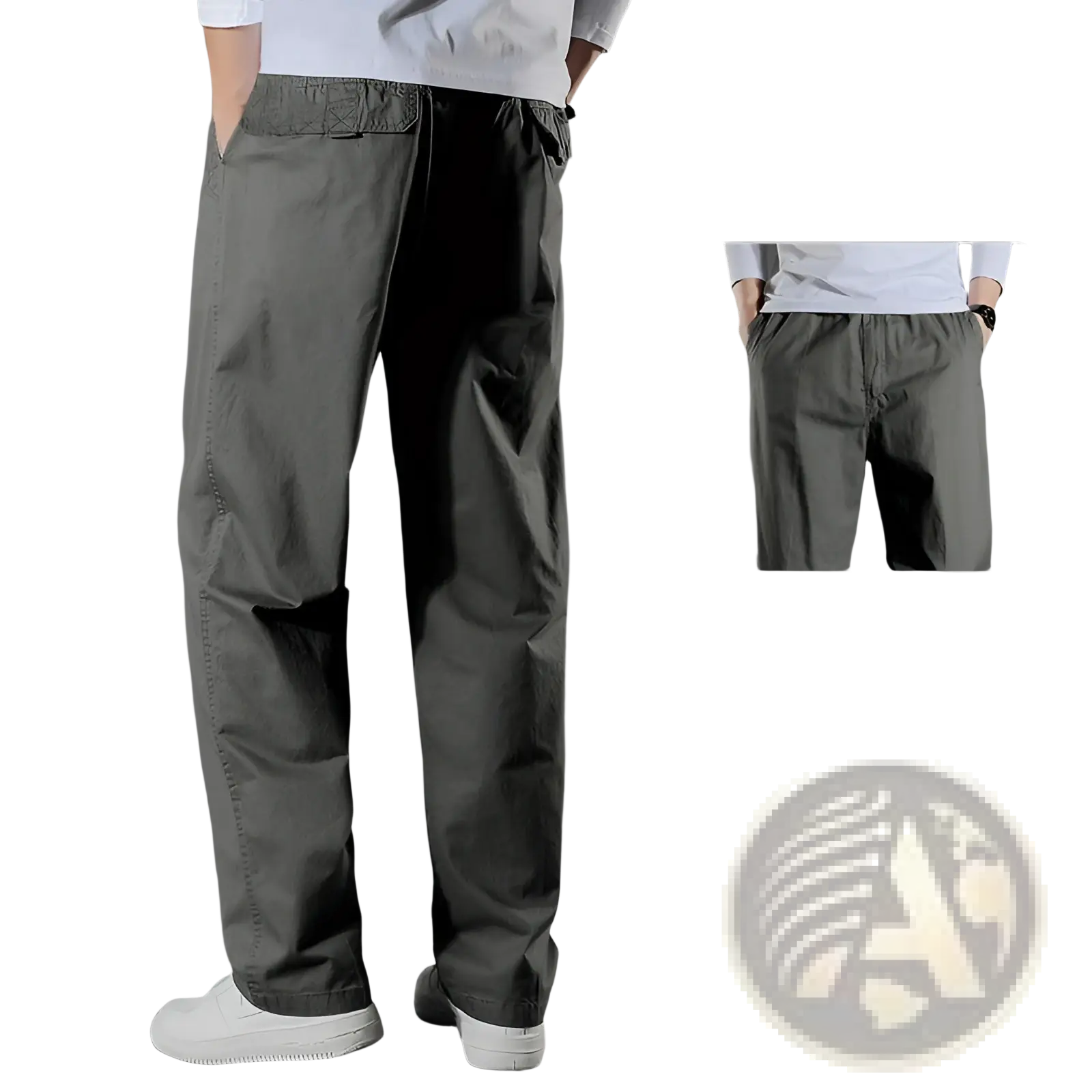 Men’s japanese style cotton straight leg workwear pants in army green with drawstring waist and durable fabric