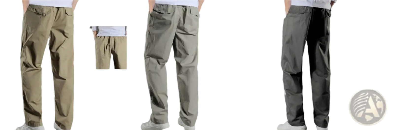 Men’s japanese style cotton straight leg workwear pants in khaki light gray and army green durable fabric