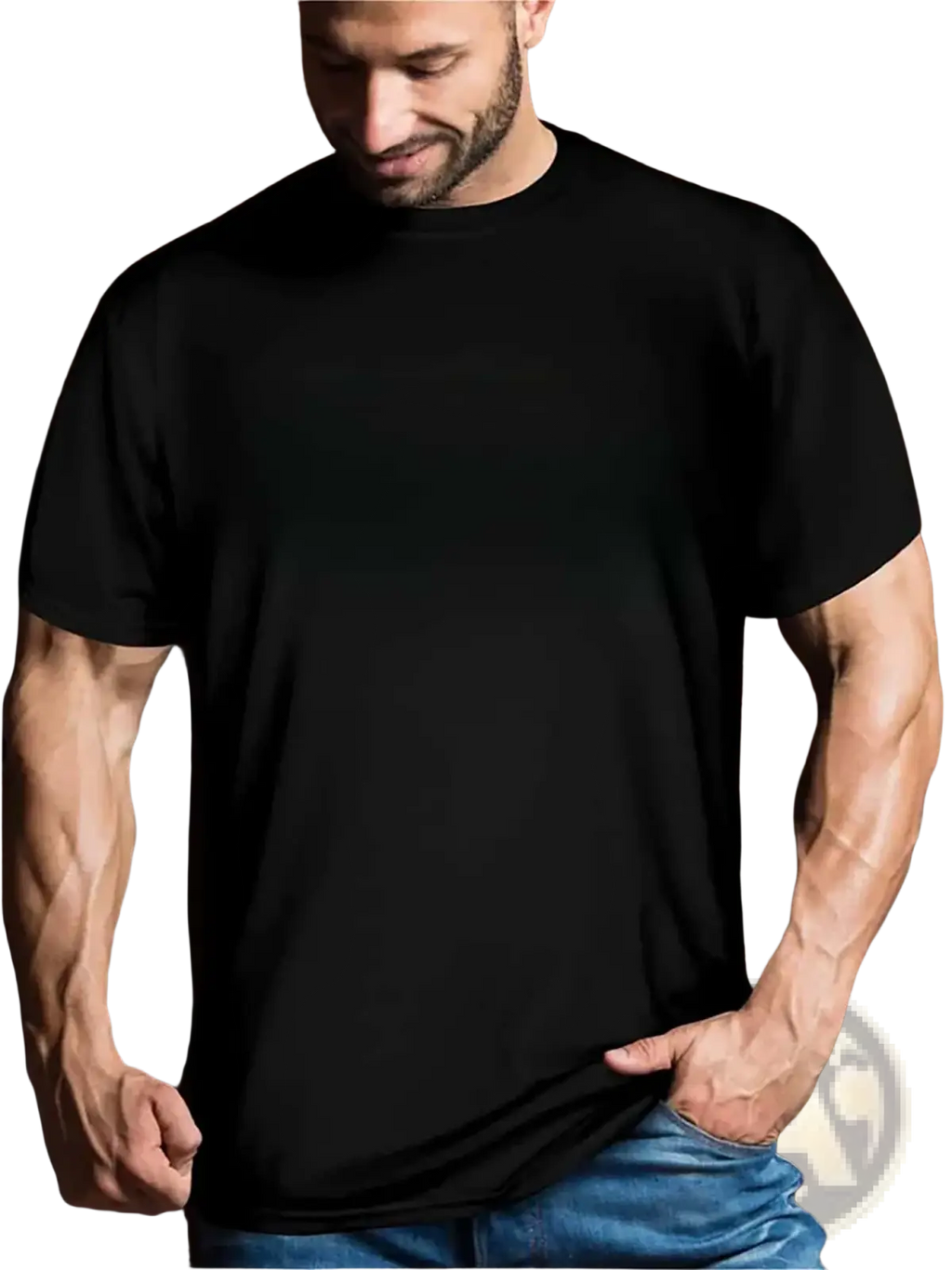 Men’s black short-sleeved cotton t-shirt with knight graphic and Amen quote crew neck design